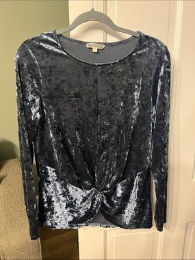 Small blue crushed velvet top long sleeves